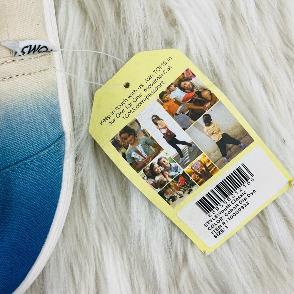 Youth Toms Classic Cobolt Dip Dye Slip On Shoes Size 1 US! - Picture 4 of 10